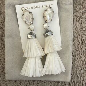 Kendra Scott Denise Tassel Earrings in Ivory Pearl and Rhodium